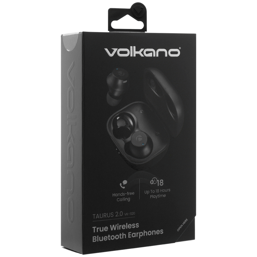 Volkano Taurus Series 2.0 True Wireless Earphones with Charging Case - Black