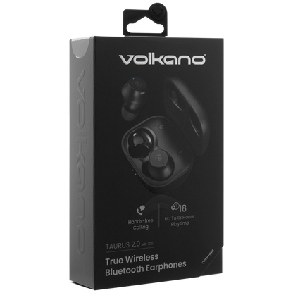 Volkano Taurus Series 2.0 True Wireless Earphones with Charging Case - Black