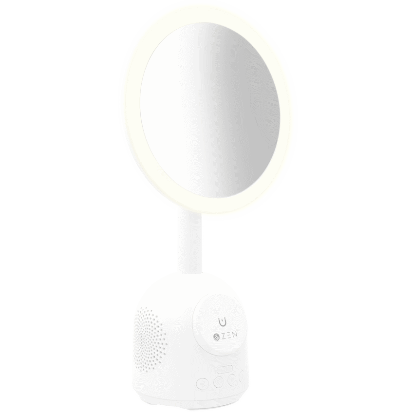 ZEN Unify Series Wireless Phone Charger with Bluetooth Speaker and Mirror - White