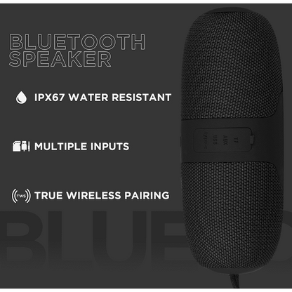 Volkano Flow Series Portable Bluetooth Speaker - Black with Grey Buttons