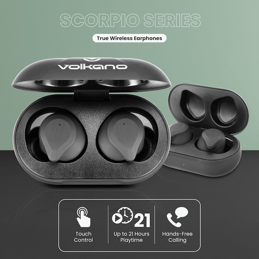 Volkano Scorpio Series True Wireless Earphones - Black