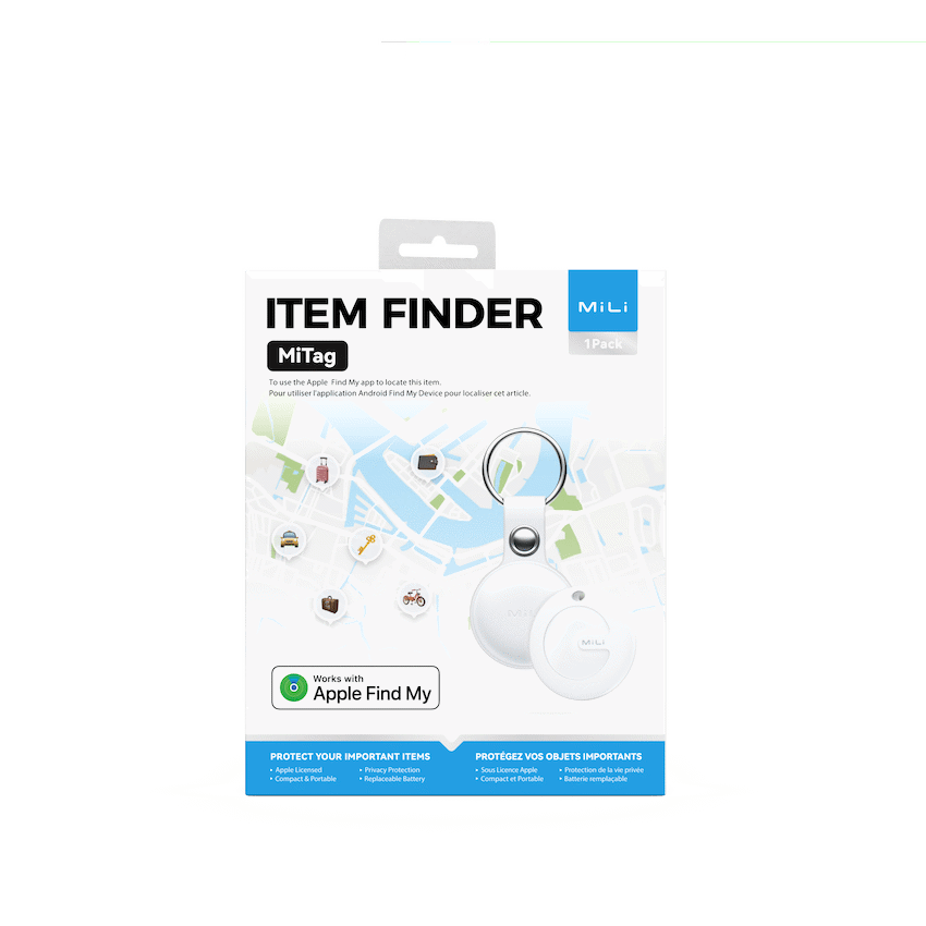 MiTag Apple-Compatible Tag with Leather Keychain Accessory - 1 Pack