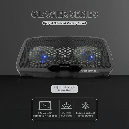 Volkano Glacier Series Upright Notebook Cooling Stand with Dual Fans