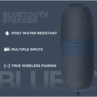 Volkano Flow Series Portable Bluetooth Speaker - Blue with Blue Buttons