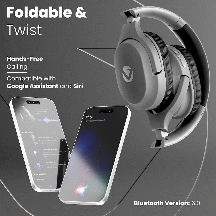 Volkano Pebble Series Bluetooth Headphones - Dark Grey