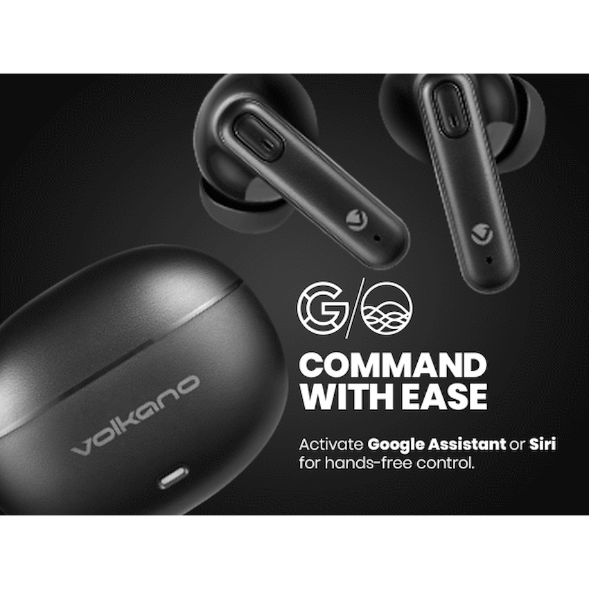Volkano Pulse Series True Wireless Earphones with Charging Case - Black