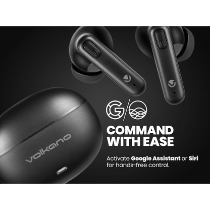 Volkano Pulse Series True Wireless Earphones with Charging Case - Black