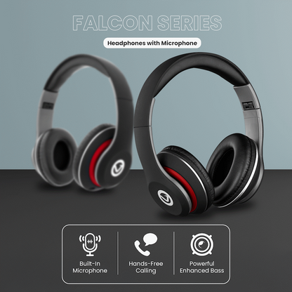 Volkano Falcon Headphones with Microphone - Black