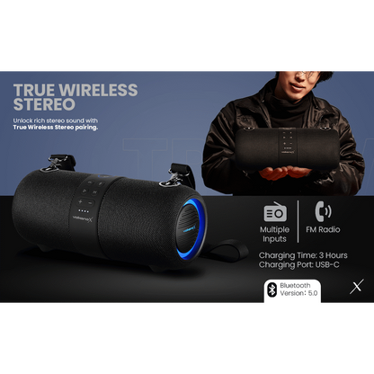 VolkanoX Python Series Bluetooth Speaker - Black