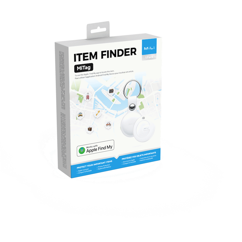 MiTag Apple-Compatible Tag with Leather Keychain Accessory - 1 Pack