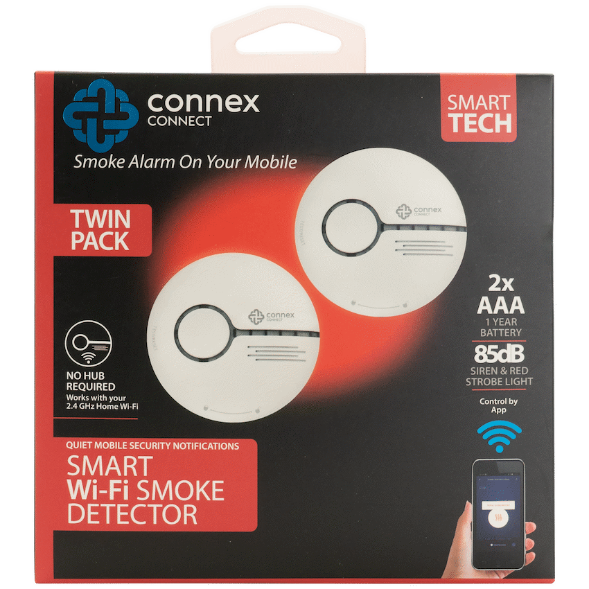 Smart Wi-Fi Smoke Detector Alarm Twin Pack