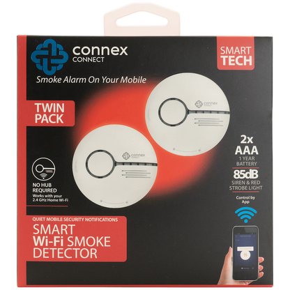 Smart Wi-Fi Smoke Detector Alarm Twin Pack