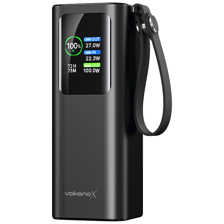 VolkanoX Titan Series - 20 000 mAh - Power Bank with retractable Type-C Cable with Flashlight