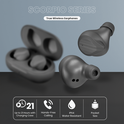 Volkano Scorpio Series True Wireless Earphones - Black