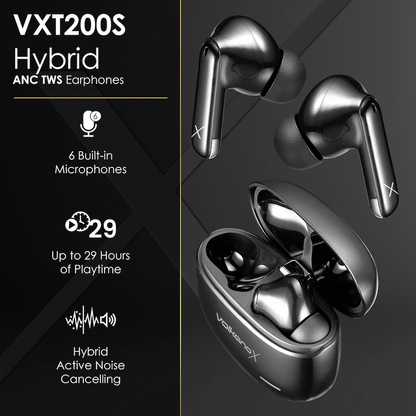 VolkanoX VXT200S Hybrid ANC TWS Earphones - Black