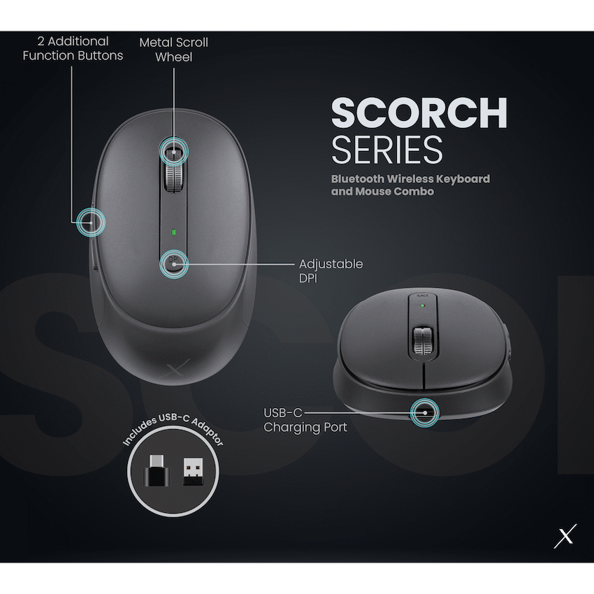 VolkanoX Scorch Bluetooth Wireless Keyboard and Mouse Combo - Graphite