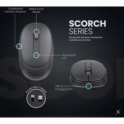 VolkanoX Scorch Bluetooth Wireless Keyboard and Mouse Combo - Graphite