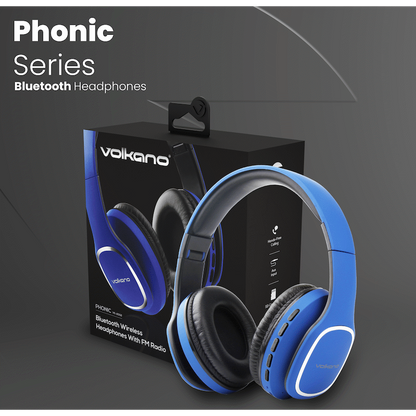 Volkano Phonic Series Bluetooth Full Size Headphones - Blue