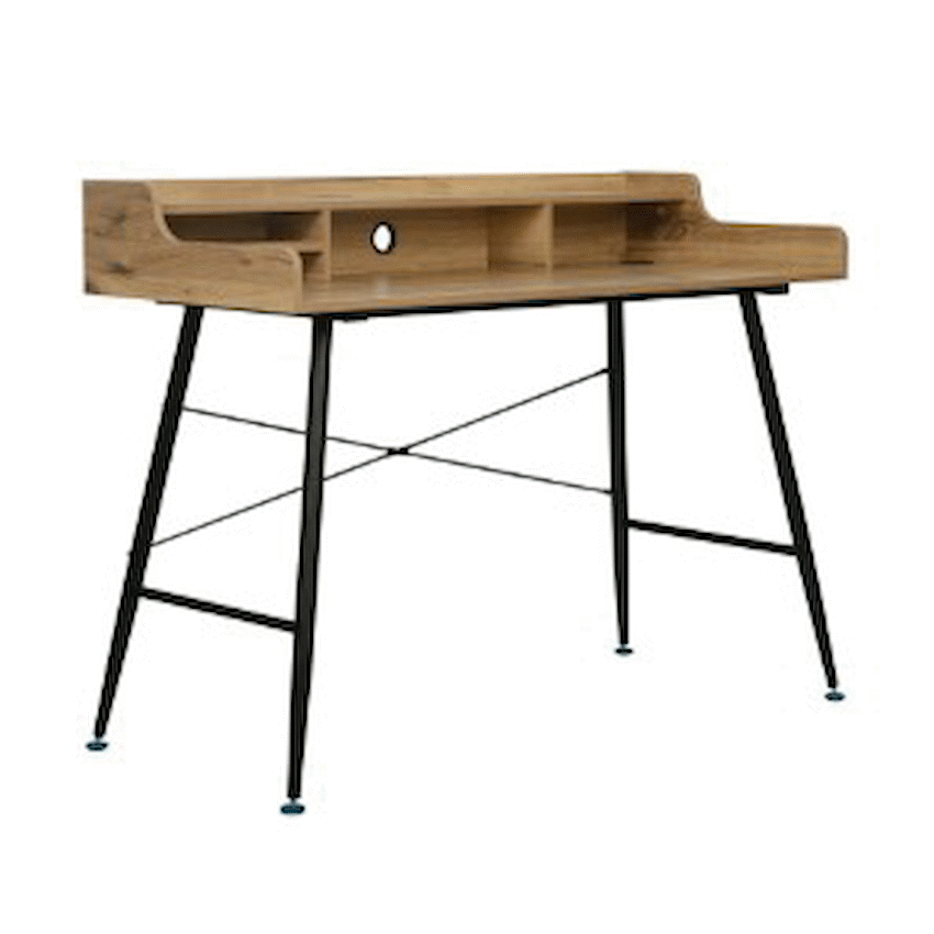 Everfurn Aegla Office Desk, With Stationary Compartment- Oak and Black