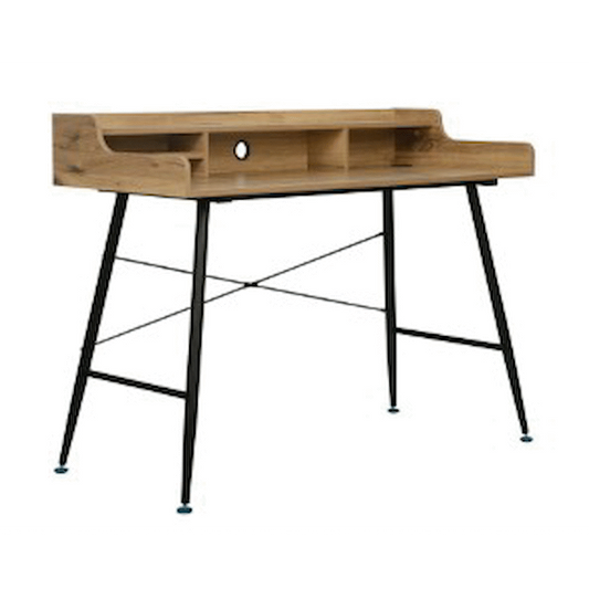 Everfurn Aegla Office Desk, With Stationary Compartment- Oak and Black