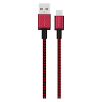 Premio braided Micro USB cable Black/ Red 1.8m