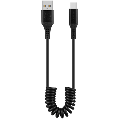 Volkano Helix Series Coiled 1m Charging Cable USB-A To USB-C 60W - Black