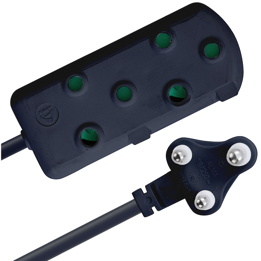 Switched Light-Duty Side-by-Side (SBS) Extension Leads 3m - BK