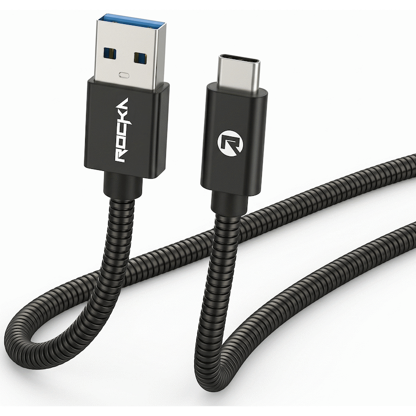 Rocka Blitz Series USB Type-C to USB 3.0 Cable 1.5m - Black Metal Flexi