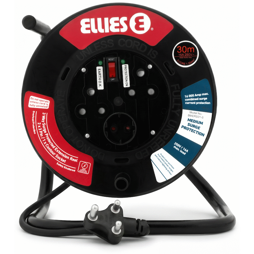 Ellies Heavy Duty Surge Extension Reel-30M-BK