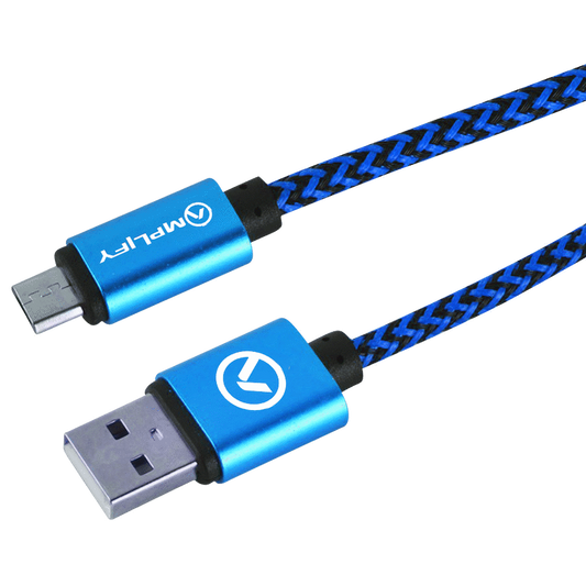 Amplify Linked Series Micro USB Braided Cable - 2m - Black/Blue
