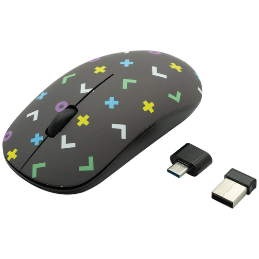 Volkano Tag Series 2.4G Wireless Optical Mouse - USB/Type-C - Geo