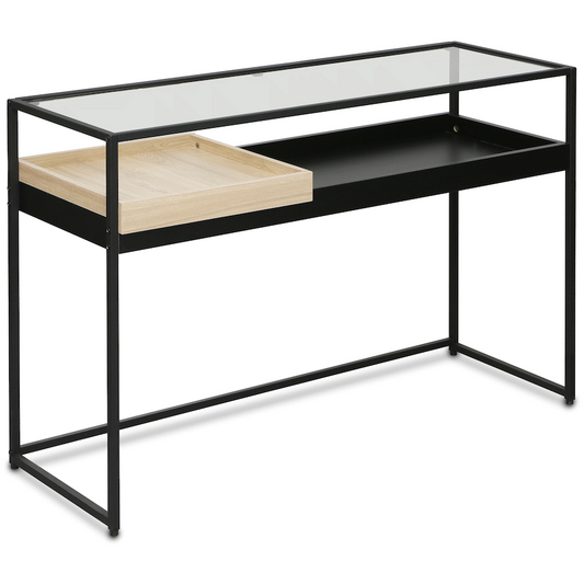 Everfurn Millenium Console, Powder Coated Steel Frame, Tempered Glass