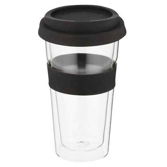 Snappy Thermal Glass Tumbler 400ml Black ( Order in Qty of 6)