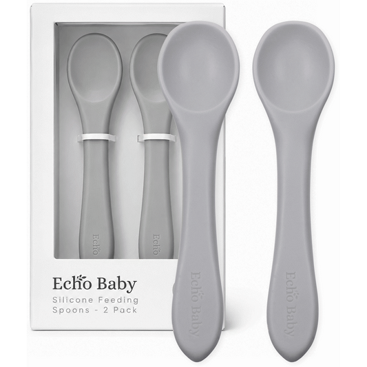 Echo Baby Silicone Feeding Spoons 2-Pack - Stone