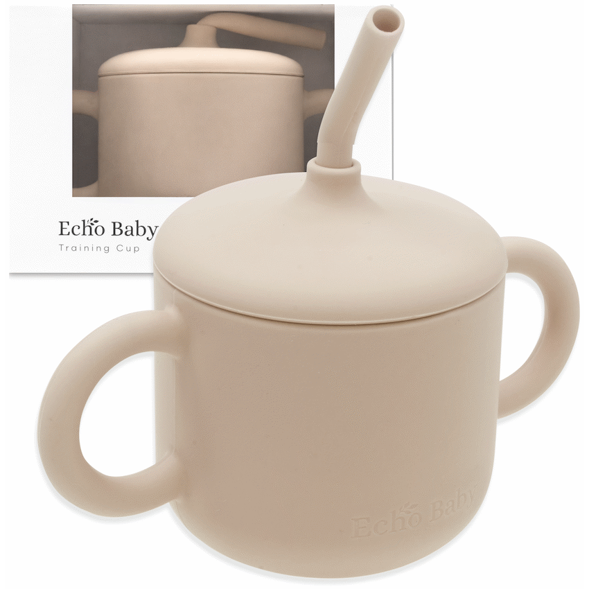 Echo Baby Silicone Training Cup with Straw - Ivory