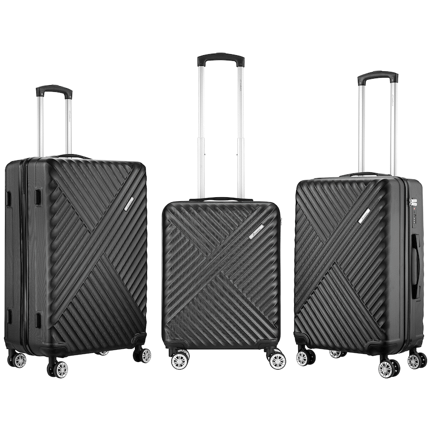Travelwize Astra ABS 4-Wheels Spinner 3Pc Luggage Set Black