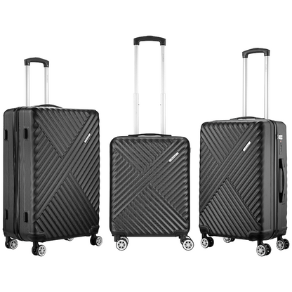 Travelwize Astra ABS 4-Wheels Spinner 3Pc Luggage Set Black