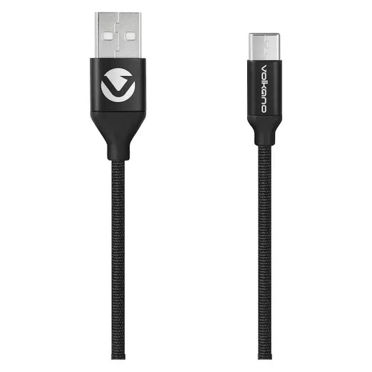 Volkano On-The-Go USB to Type-C 18w Braided 1m Cable - Black