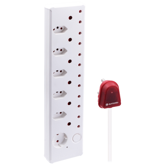 Switched 12-Way High Surge Multiplug 0.5m - White