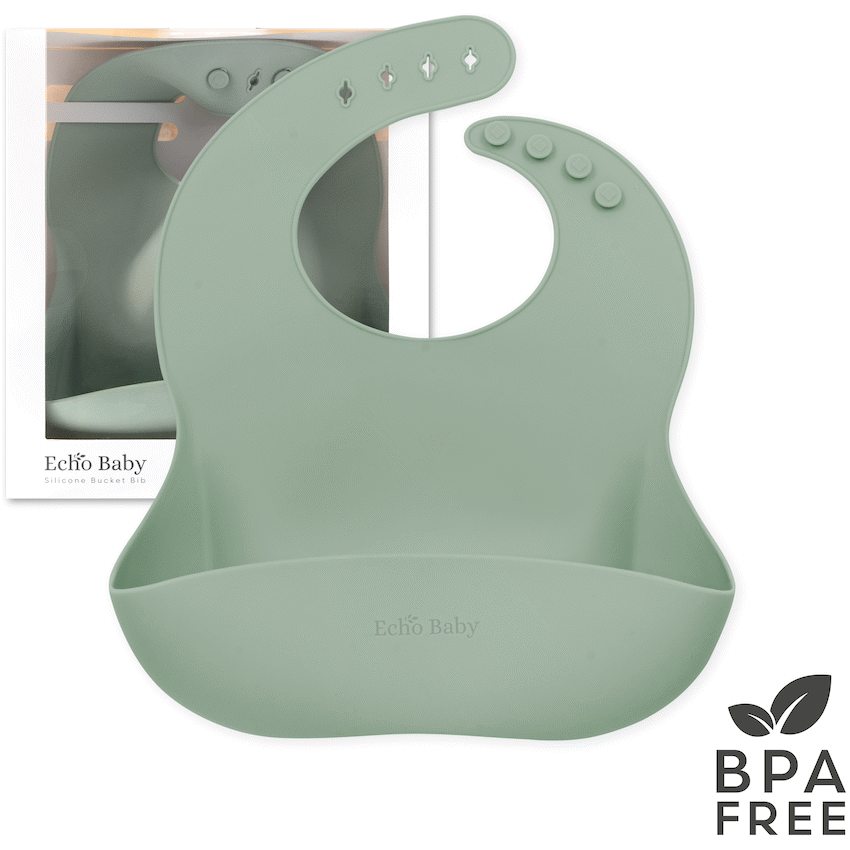 Echo Baby Silicone Bucket Bib - Sage