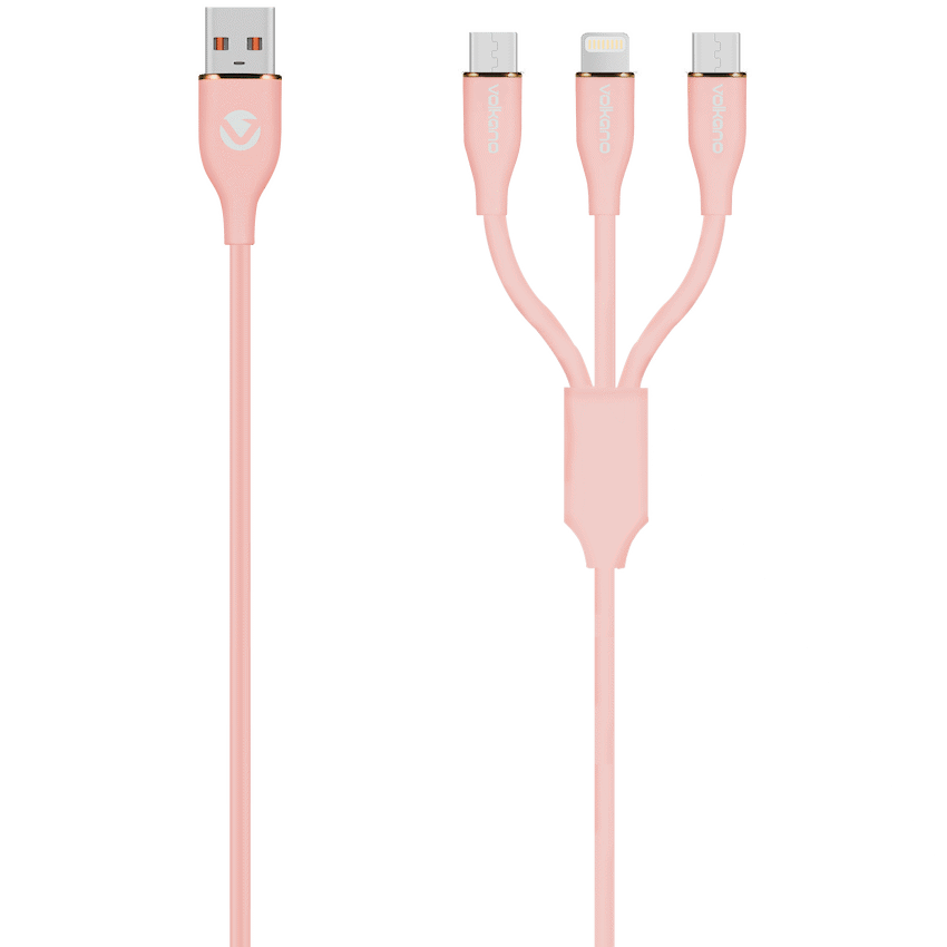 Volkano Flexi Series 3-in-1 Charging Cable - Pink