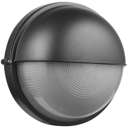 Ellies Arc Series - Large AC Round Bulkhead - Aluminium + Glass - E27 Base -BK
