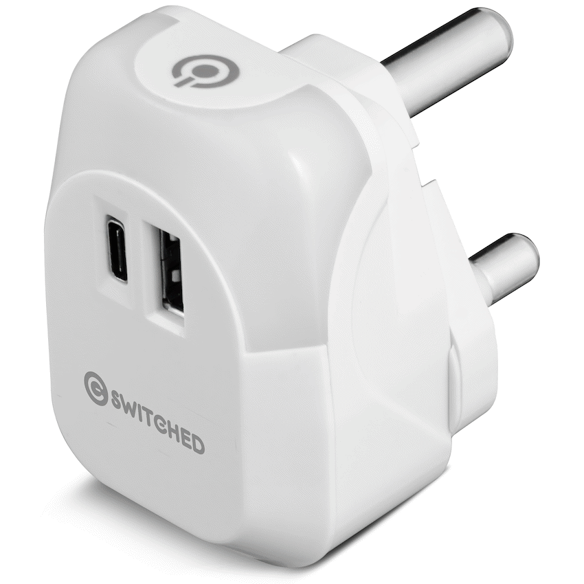 Switched Halo Fast Charge Power Adaptor, USB and Type-C Ports, Output 20w - Soft Touch Night Light