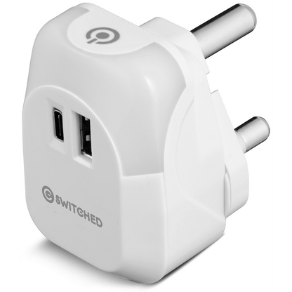 Switched Halo Fast Charge Power Adaptor, USB and Type-C Ports, Output 20w - Soft Touch Night Light