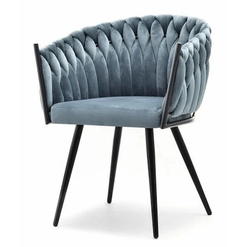 Everfurn Opulent Large Velvet Casual Chair Hazy Blue -2 Pack