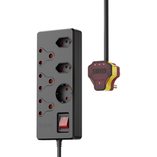 Ellies 6 way High Surge Multiplug 0.5M - BK