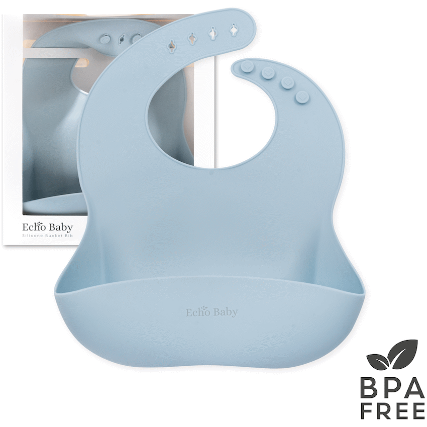 Echo Baby Silicone Bucket Bib - Powder Blue