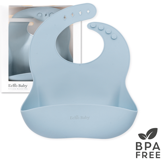 Echo Baby Silicone Bucket Bib - Powder Blue