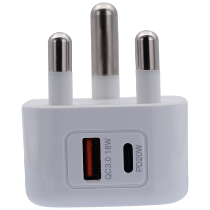 Volkano Robust Series 3-Pin SA to 20w PD + QC 3.0 Wall Charger