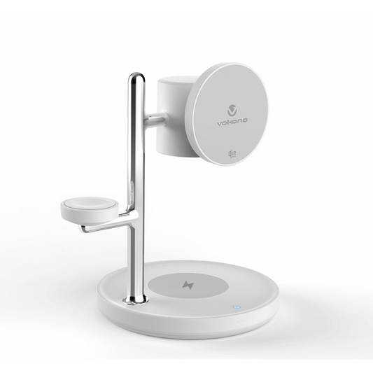 Volkano Lumen Series 3-in-1 Magnetic 25W Qi2.2 Wireless Charging Station - White